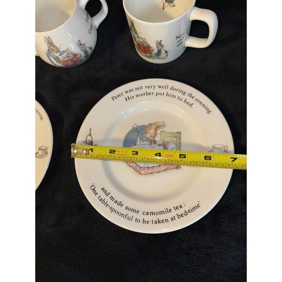 Wedgwood England Beatrix Potter Peter Rabbit Plates Cups Set Lot of 5 Easter - Picture 3 of 16